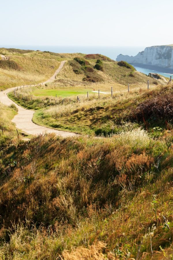 View from above to the bay and alabaster cliff bay of Etretat, France