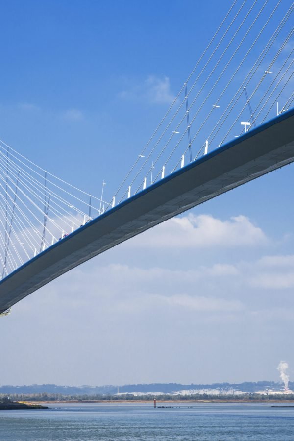 View of Pont de Normandy over river Seine, France